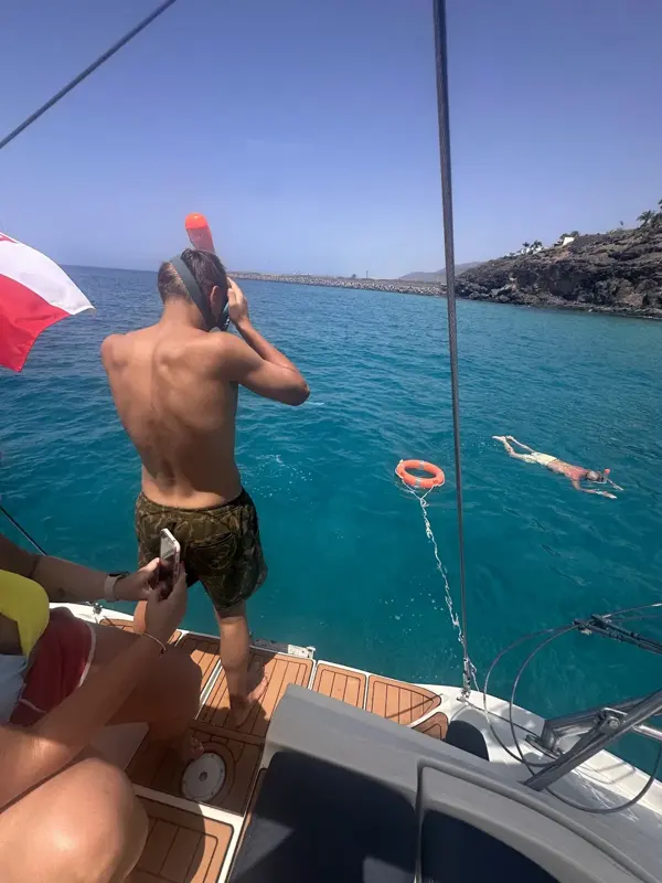 Swimming and snorkelling beside the yacht